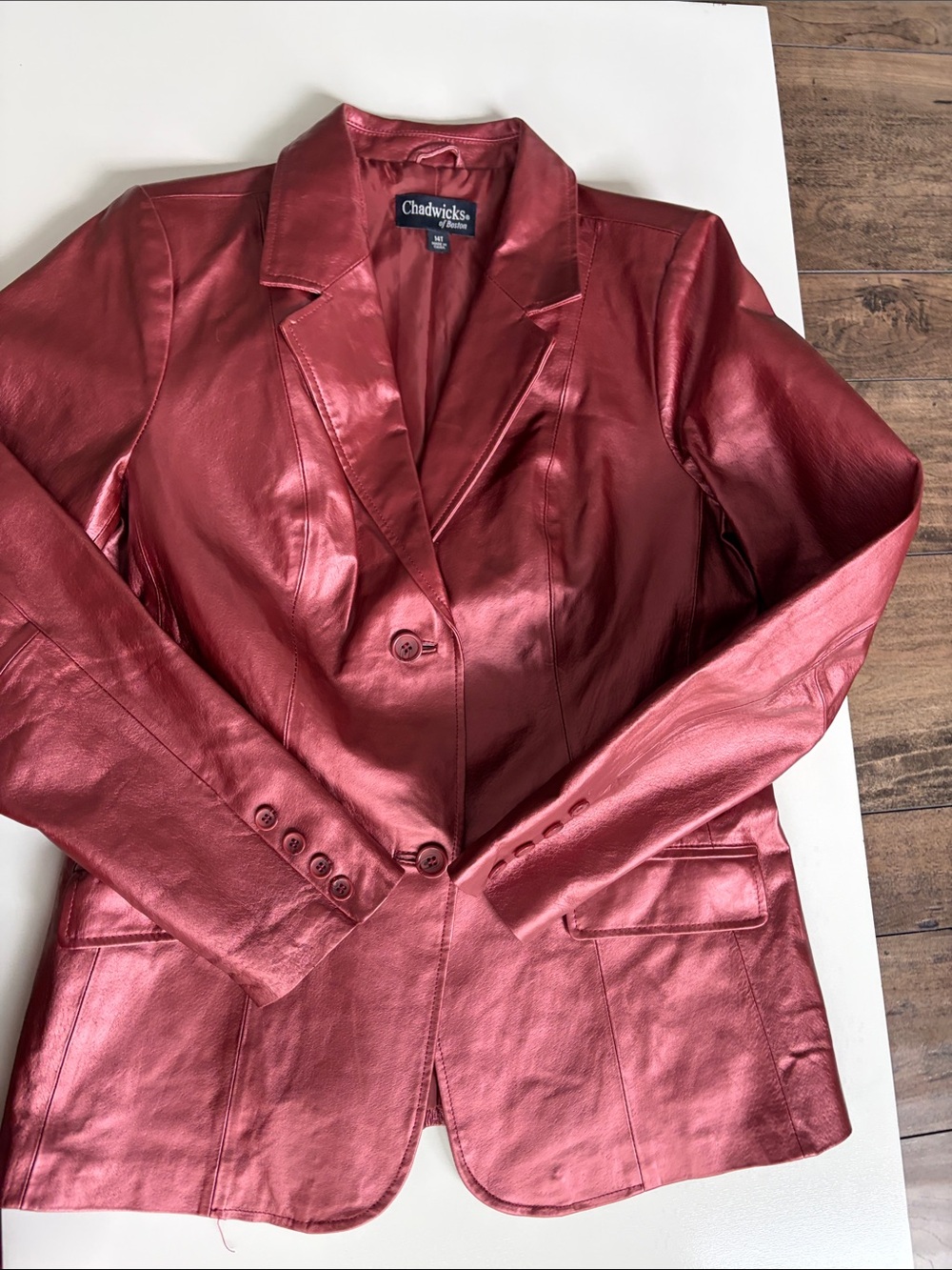 Chadwicks Metallic Leather Blazer Jacket 14T